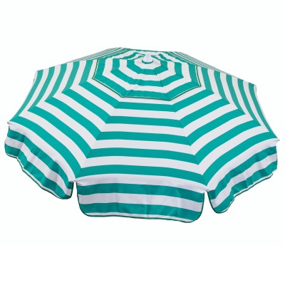 Italian 6 foot Umbrella Acrylic Stripes Jade Green and White Beach Pole 2 Pack   